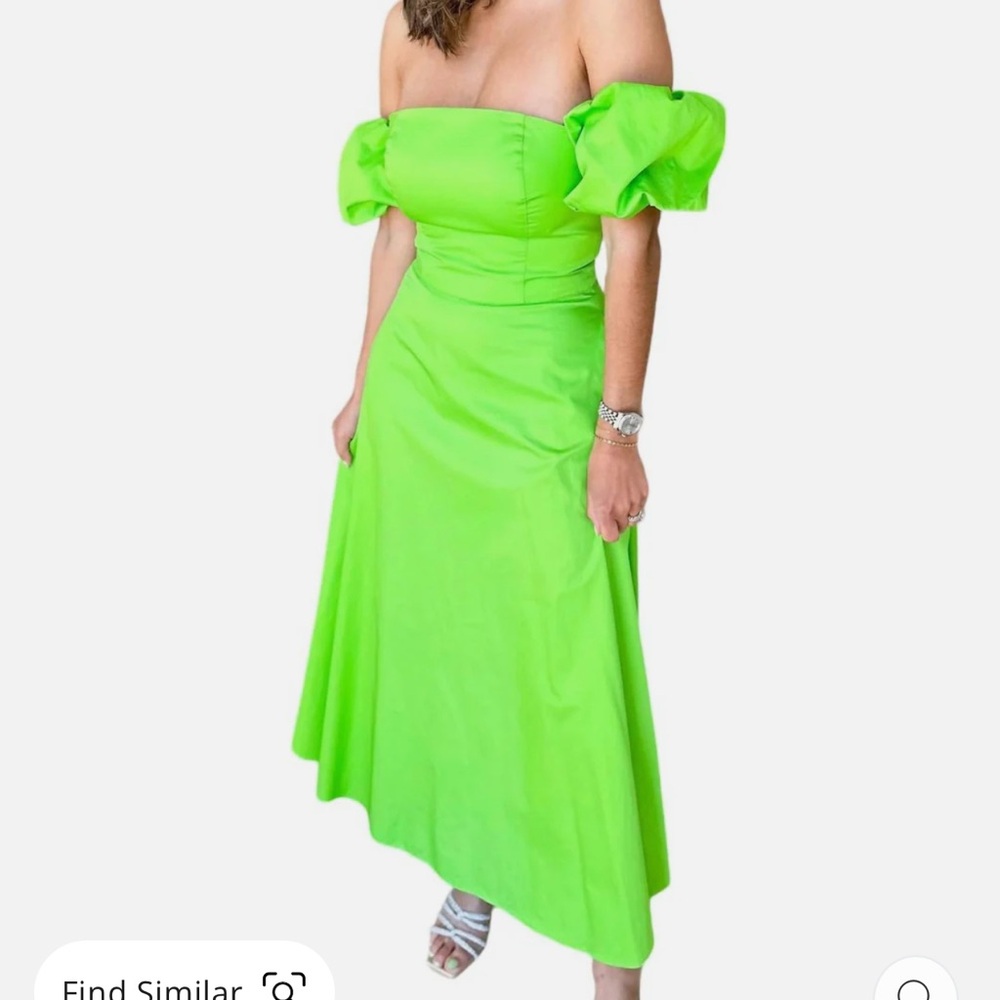 Bright Green Puff Sleeve Dress